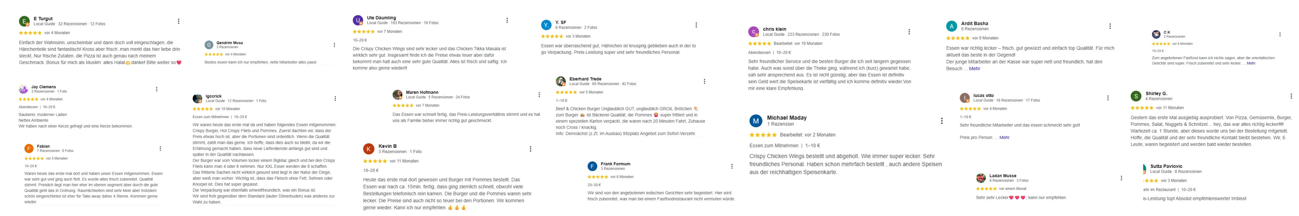 Echte Mr Crispy Bewertungen — Auswahl von Google-Rezensionen unserer Gäste
